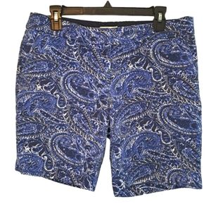 Adrienne Vittadini Blue Paisley Print Shorts Size 10